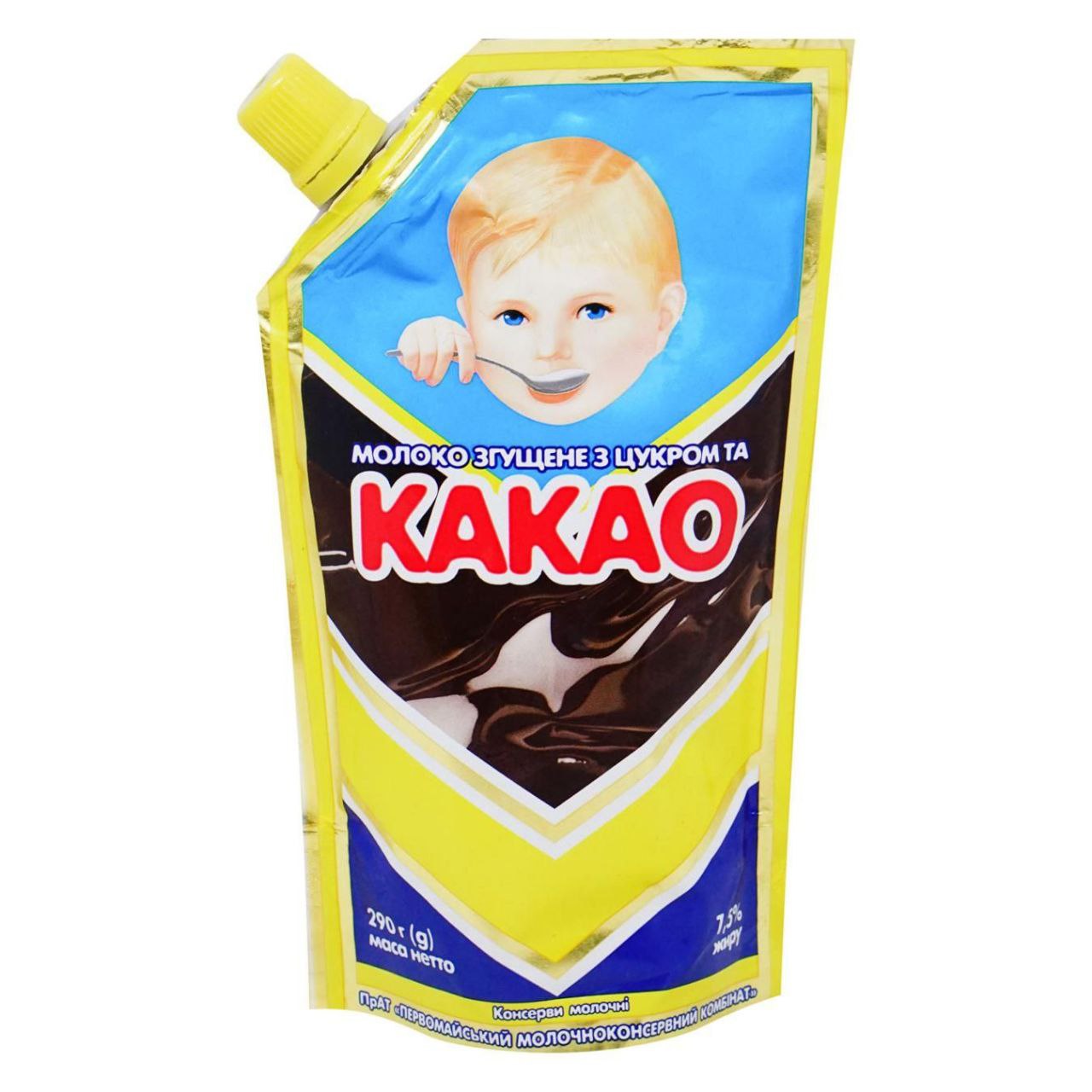 Молоко згущене з цукром та какао ПММК 7,5% дой-пак 290г